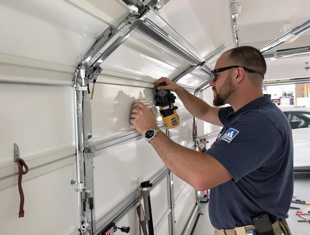 Windsor Locks Garage Door Repair technician quieting a noisy garage door in Windsor Locks