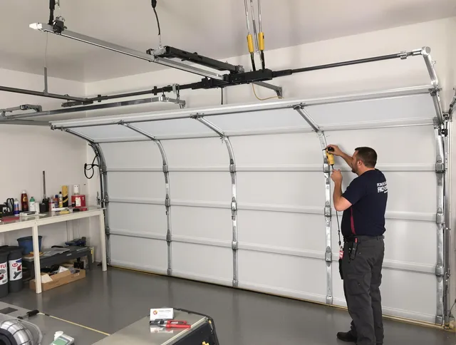 Windsor Locks Garage Door Repair certified technician performing overhead door system repair in Windsor Locks