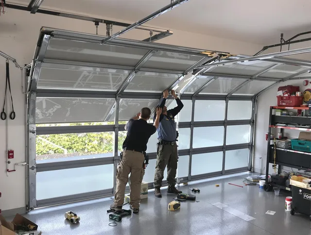 Windsor Locks Garage Door Repair expert performing precise panel replacement on Windsor Locks garage door